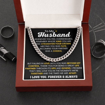 To My Husband - Whenever you feel overwhelmed - Cuban Link Chain - Anniversary & Birthday Gift from Wife - Personalize Memories