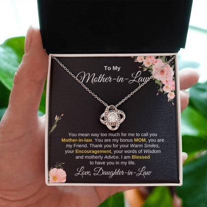 Mother In Law Gift from Daughter In Law - I am blessed to have you in my life - Love Knot Necklace - Personalize Memories