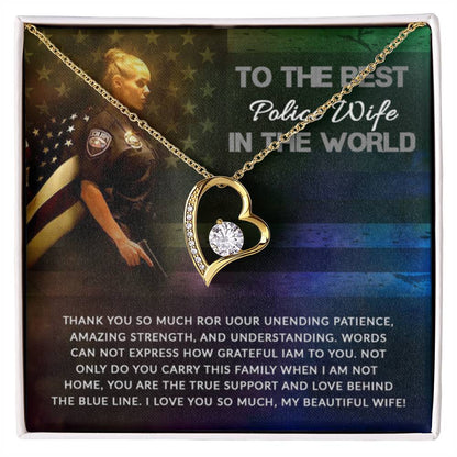 To The Best Police Wife In The World - Forever Love Necklace Gift from Husband - Personalize Memories