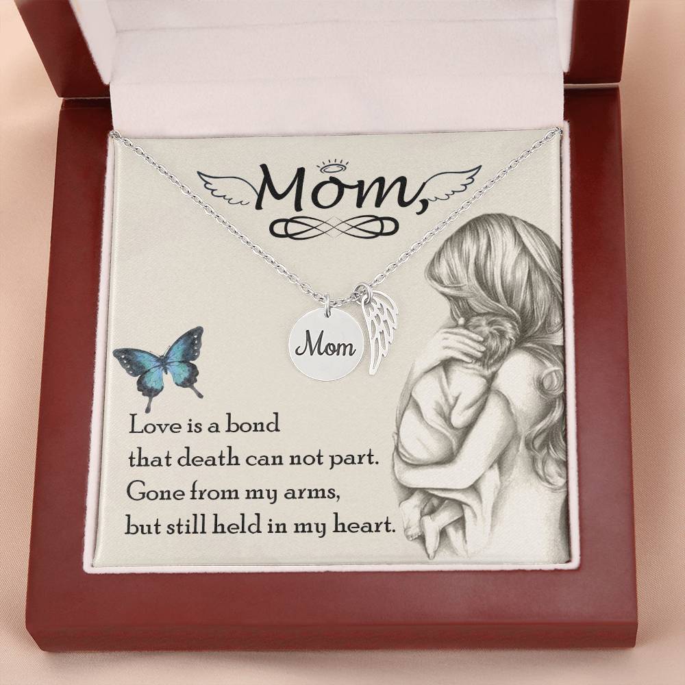 Angel Wing Mom Necklace Gift from Heaven - Mother Memorial Gift