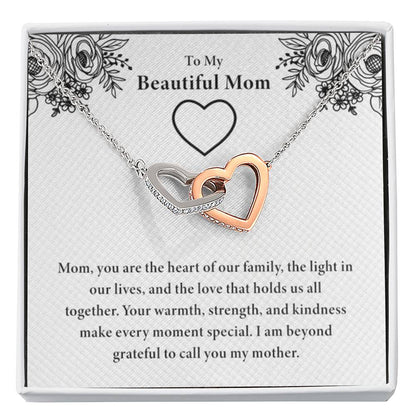 To My Beautiful Mom - You Are The Heart Of Our Family - Interlocking Hearts Necklace - Unique Gift For Mom - Personalize Memories