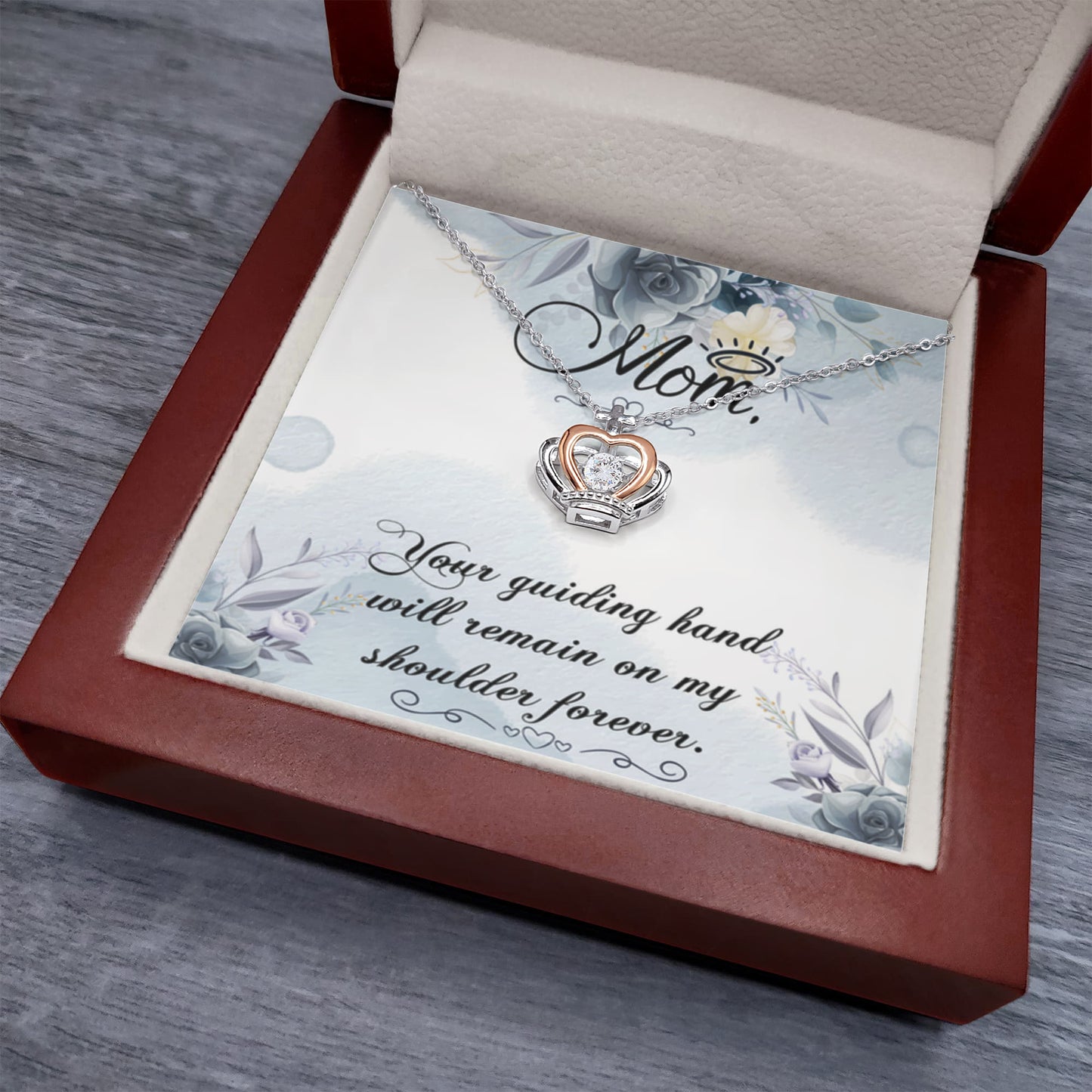 Best Gift for Mom - Your guiding hand - Crown Pendant Necklace - Personalize Memories