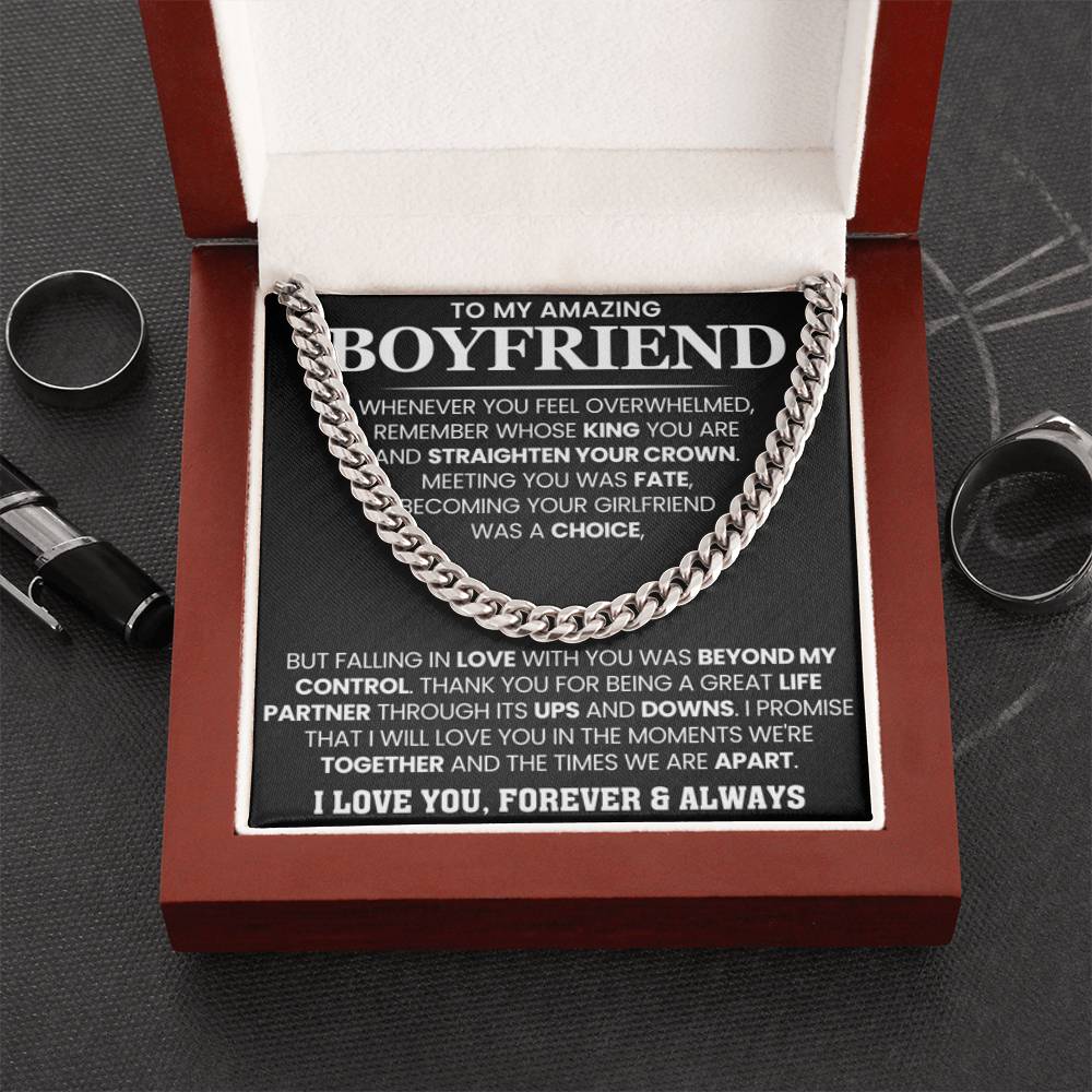 Cuban Link Chain for Boyfriend - Meeting you was fate - Birthday, Anniversary & Christmas Gift for Him - Personalize Memories