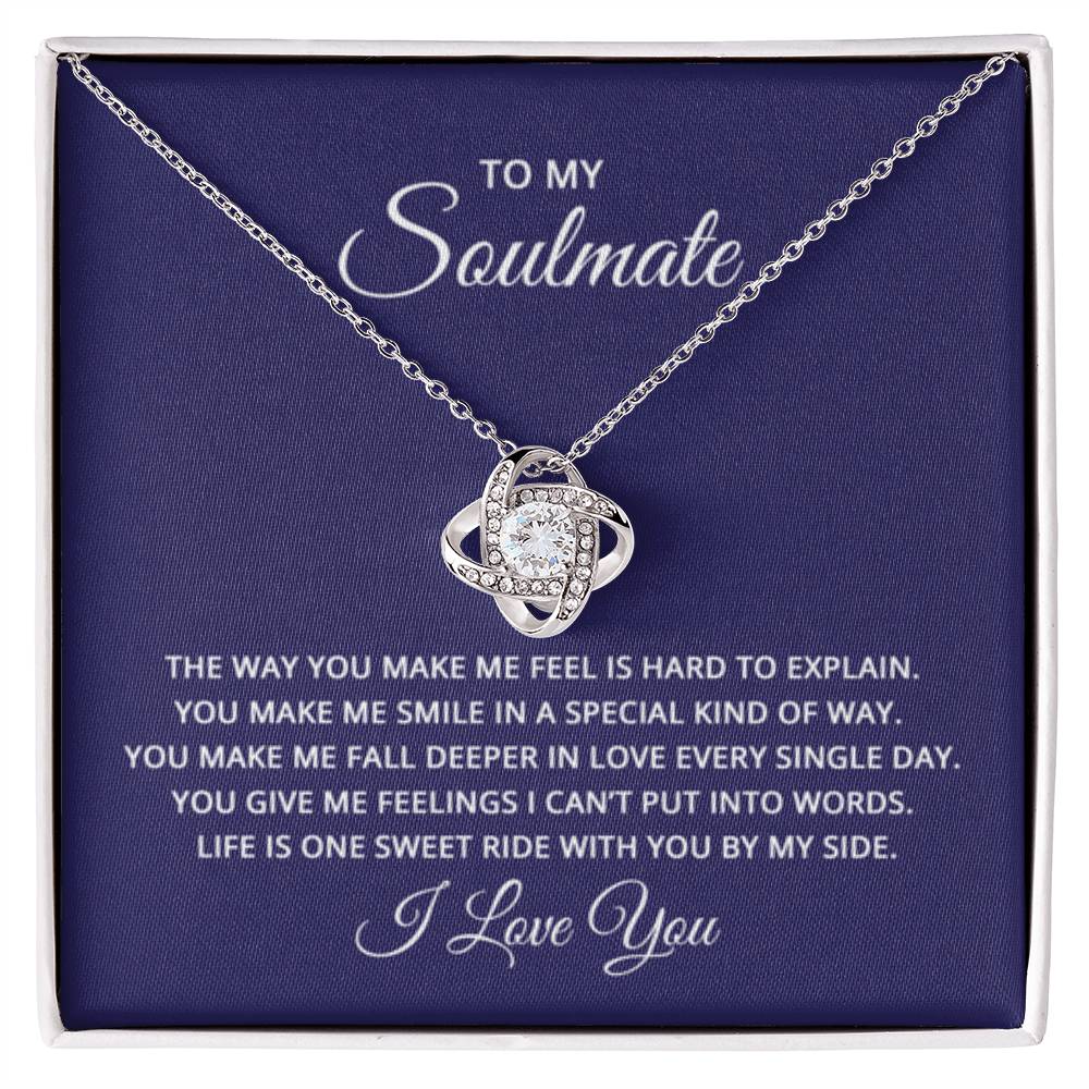 To My Soulmate Necklace - Romantic Necklace Gift for Her for Birthday & More - Love Knot Necklace - Personalize Memories