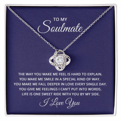 To My Soulmate Necklace - Romantic Necklace Gift for Her for Birthday & More - Love Knot Necklace - Personalize Memories