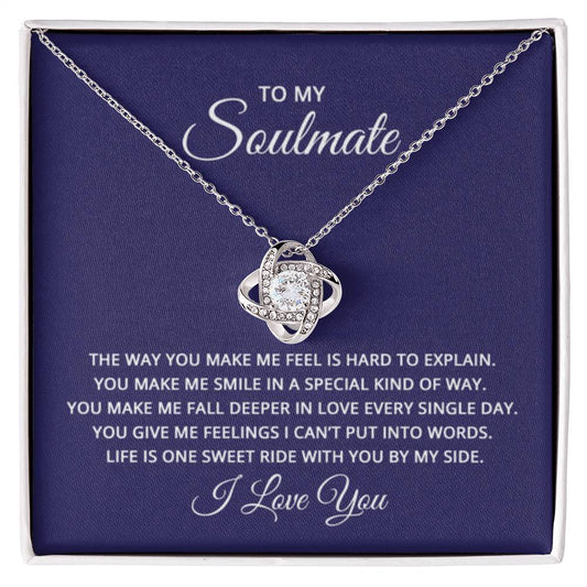 To My Soulmate Necklace - Romantic Necklace Gift for Her for Birthday & More - Love Knot Necklace - Personalize Memories