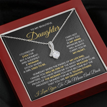 To My Daughter - I love you to the moon and back - Alluring Beauty Necklace Gift for Daughter - Personalize Memories