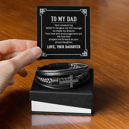 To My Dad Bracelet - Gift for Dad from Daughter - Men's Cross Bracelet - Personalize Memories