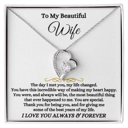 To My Wife Necklace - Emotional Love Jewelry Gift from Husband for Valentine’s Day & Birthday Happiness - Forever Love Necklace - Personalize Memories