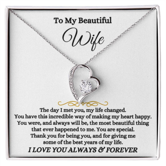 To My Wife Necklace - Emotional Love Jewelry Gift from Husband for Valentine’s Day & Birthday Happiness - Forever Love Necklace - Personalize Memories
