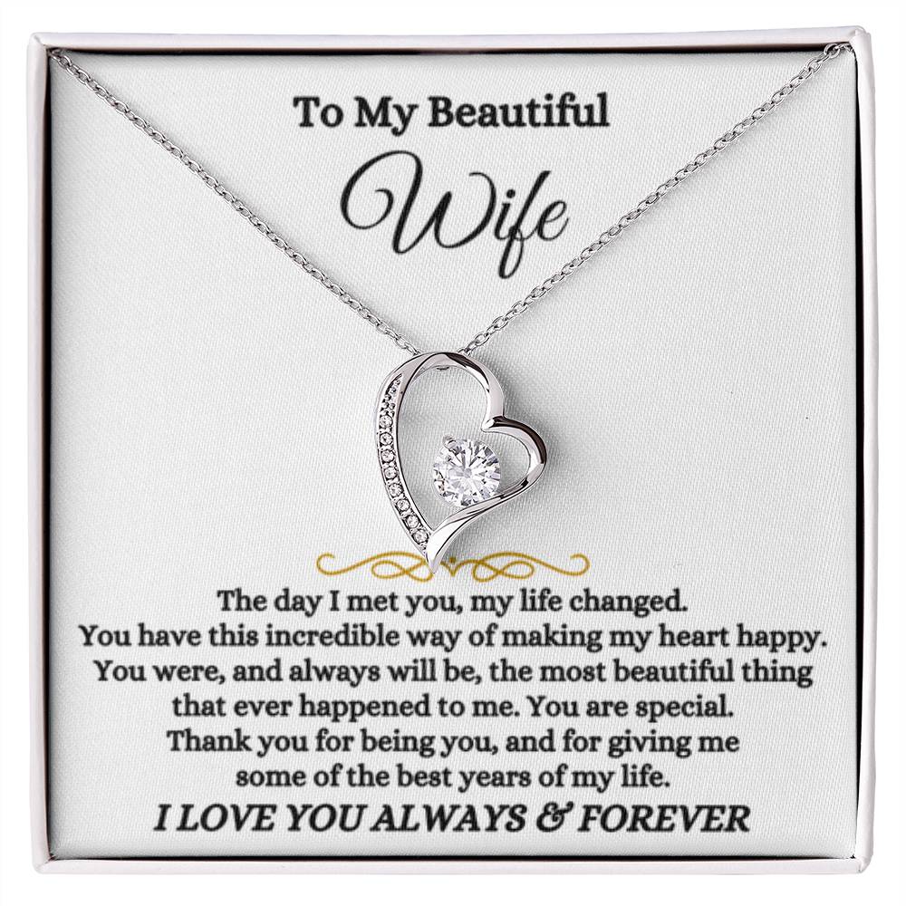 To My Wife Necklace - Emotional Love Jewelry Gift from Husband for Valentine’s Day & Birthday Happiness - Forever Love Necklace - Personalize Memories