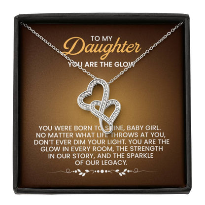 To My Daughter Necklace – You are the glow – Heart-to-heart Pendant Necklace - Personalize Memories
