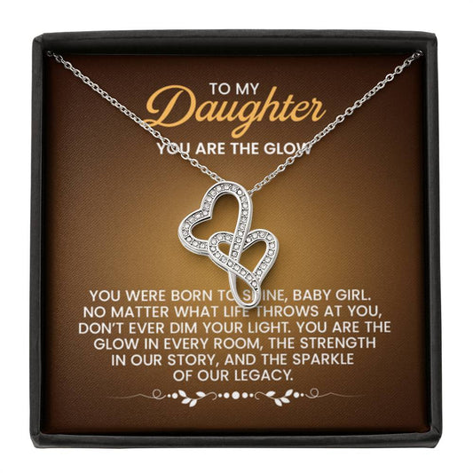 To My Daughter Necklace – You are the glow – Heart-to-heart Pendant Necklace - Personalize Memories