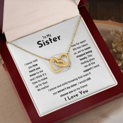 To My Sister - Interlocking Hearts Necklace - Jewelry Gift for Sister - Personalize Memories