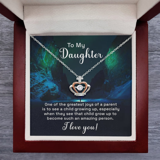 To My Daughter Necklace – Daughter Gift for Birthday, Graduation Achievements – Crown Pendant Necklace - Personalize Memories