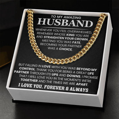 To My Husband – Cuban Link Chain – Anniversary & Birthday Gift from Wife - Personalize Memories