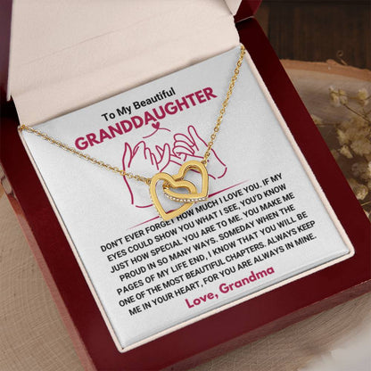 To My Granddaughter Necklace – Birthday, Graduation Jewelry for Granddaughter from Grandma – Interlocking Hearts Necklace - Personalize Memories