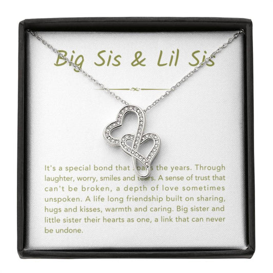 Big Sis & Lil Sis Necklace - It's a special bond that spans the years - Gift for Sisters - Heart-to-heart Pendant Necklace - Personalize Memories