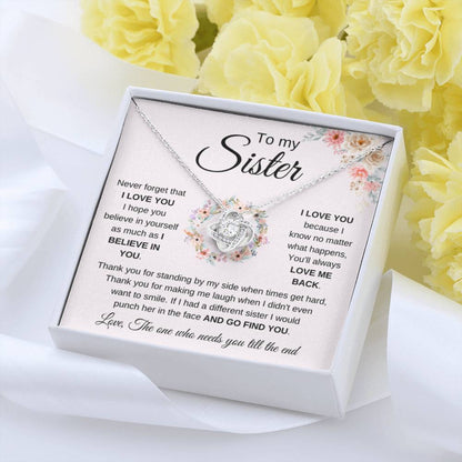 To My Sister Necklace - Never forget that I love you - Gift for Sister - Love Knot Necklace - Personalize Memories