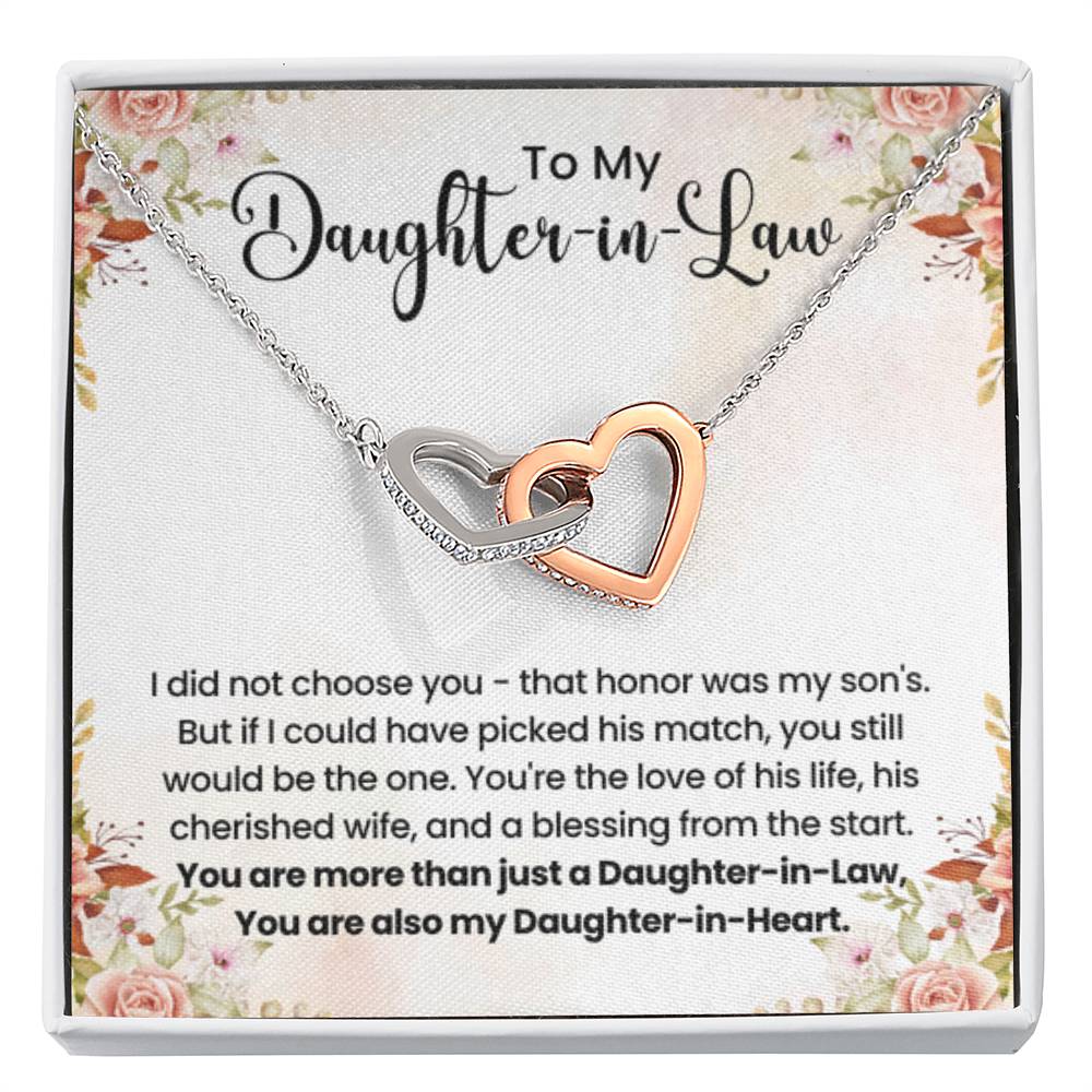 To My Beautiful Daughter In Law - Interlocking Hearts Necklace - Gift for Bonus Daughter - Personalize Memories