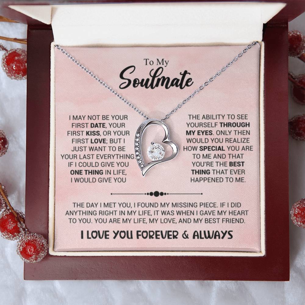 To My Soulmate Necklace - Gift for Soulmate for Valentine’s Day & Beyond - Forever Love Necklace - Personalize Memories