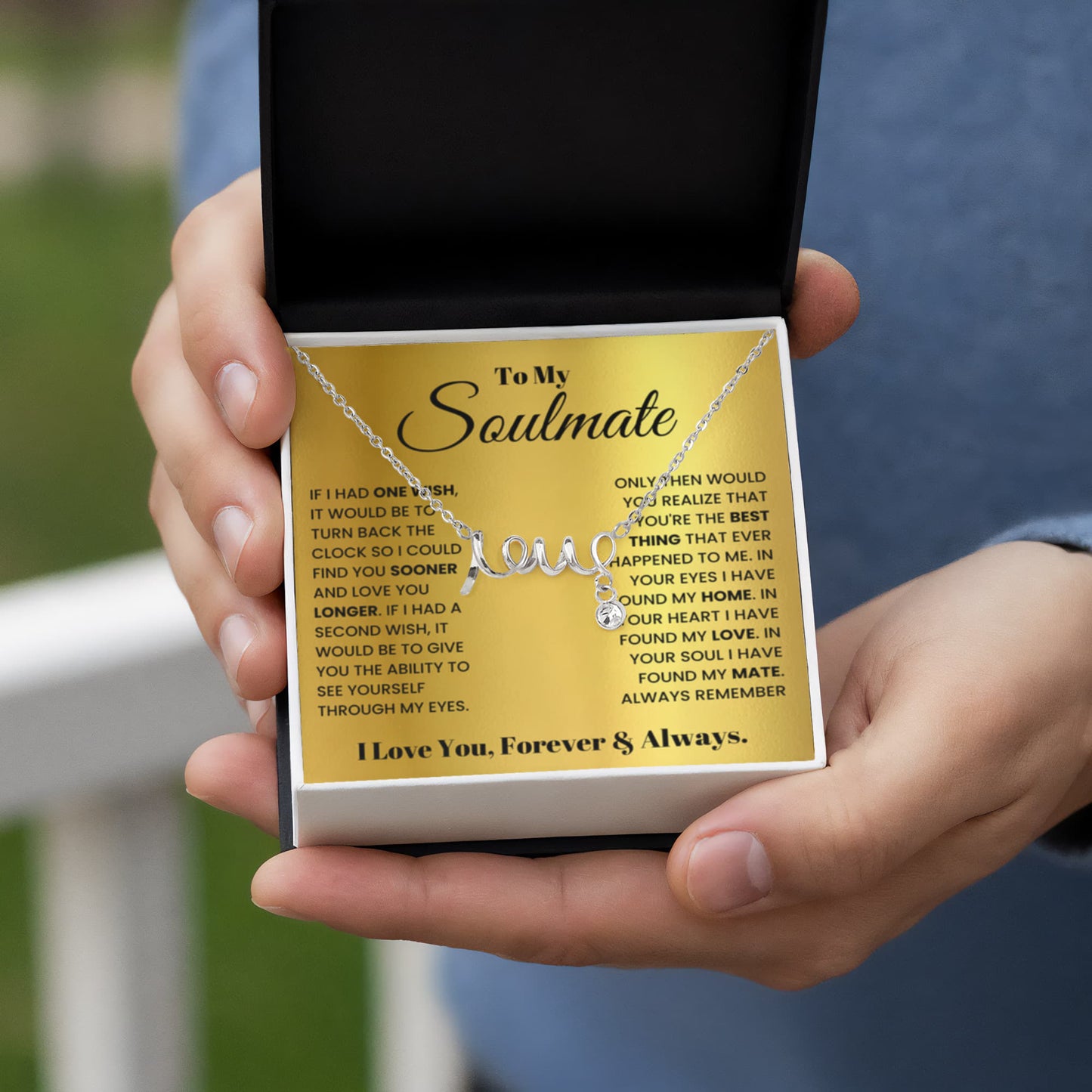 To My Soulmate Necklace - Romantic Gift for Special Occasions & Just Because Love - Scripted Love Necklace - Personalize Memories