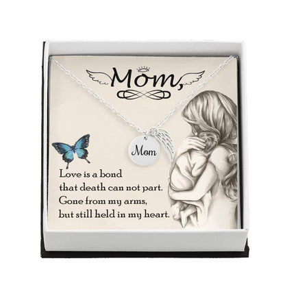 Angel Wing Mom Necklace Gift from Heaven - Mother Memorial Gift