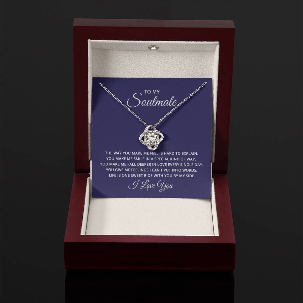 To My Soulmate Necklace - Romantic Necklace Gift for Her for Birthday & More - Love Knot Necklace - Personalize Memories