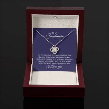 To My Soulmate Necklace - Romantic Necklace Gift for Her for Birthday & More - Love Knot Necklace - Personalize Memories