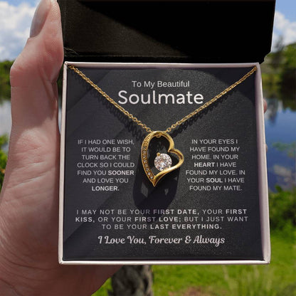 To My Beautiful Soulmate Necklace - Romantic Necklace for Surprising The Soulmate in Your Life - Forever Love Necklace - Personalize Memories