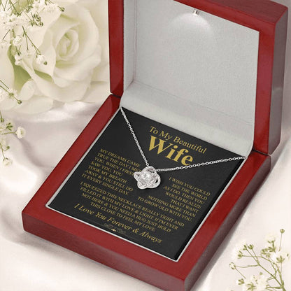 To My Beautiful Wife - I Love You Forever & Always - Love Knot Necklace Gift for Her - Personalize Memories