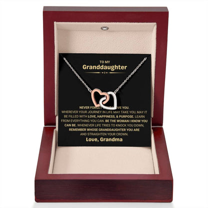 To My Granddaughter Necklace – Holiday Graduation Gift for Granddaughter from Grandma – Interlocking Hearts Necklace - Personalize Memories