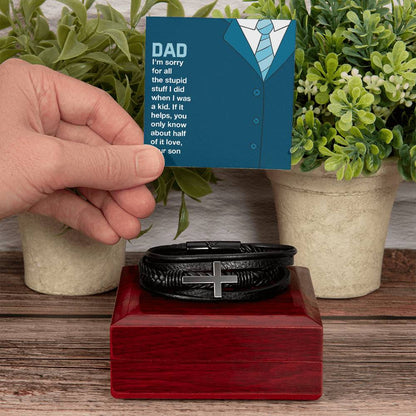 Dad You only know about half of it love - Gift from Son to Dad - Men's Cross Bracelet - Personalize Memories