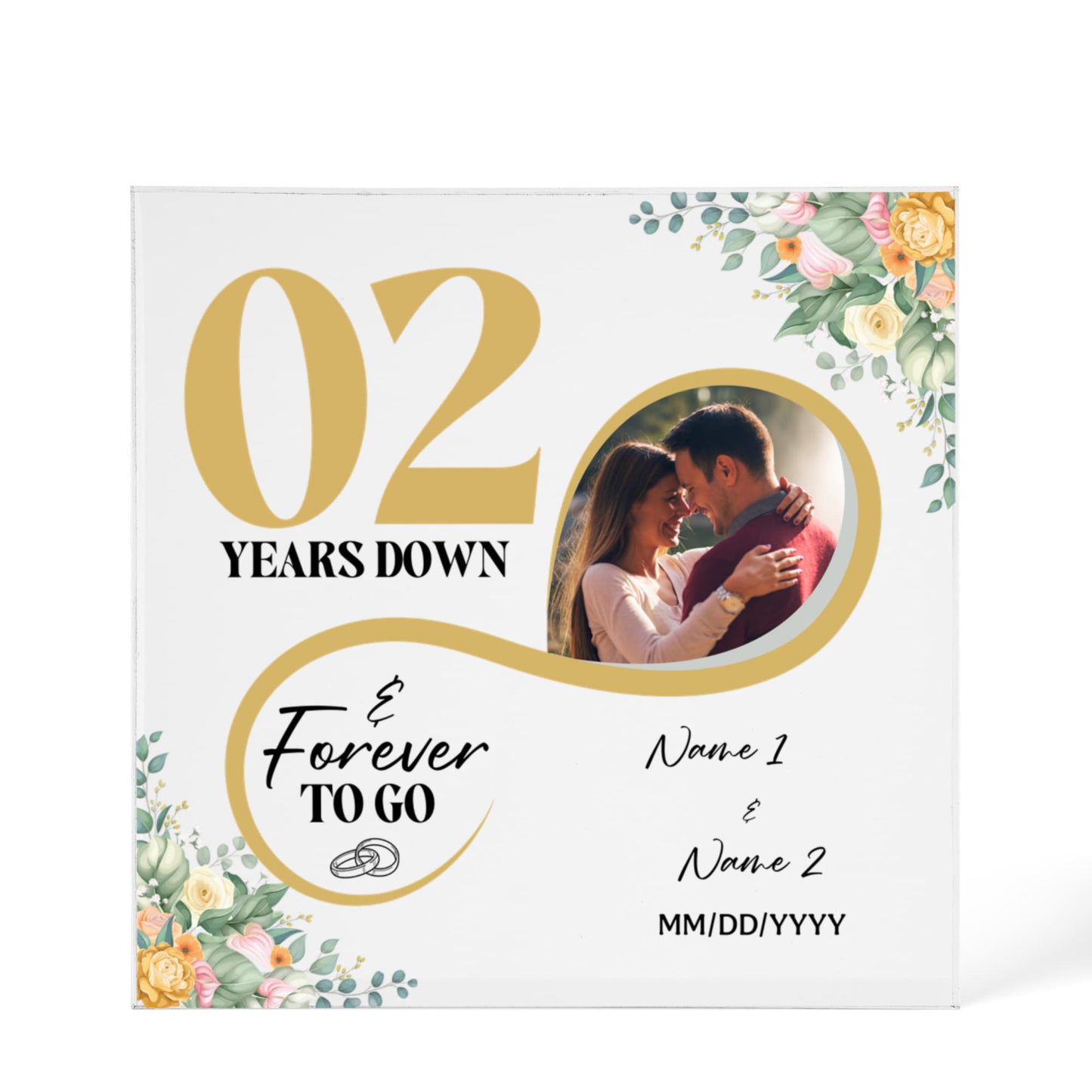 Personalized Acrylic Block, Custom Photo, Gifts For Couples, 2nd Anniversary Gifts For Husband And Wife, 2 Years Of Marriage
