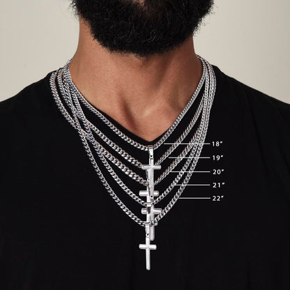 Daddy - I May Just Be A Bump - Artisan Cross with Cuban Link Chain Gift for Dad To Be - Personalize Memories