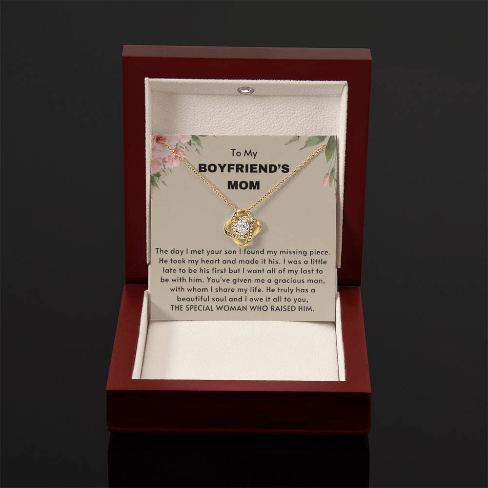 To My Boyfriend's Mom - The day I met your son I found my missing piece - Love Knot Necklace - Personalize Memories