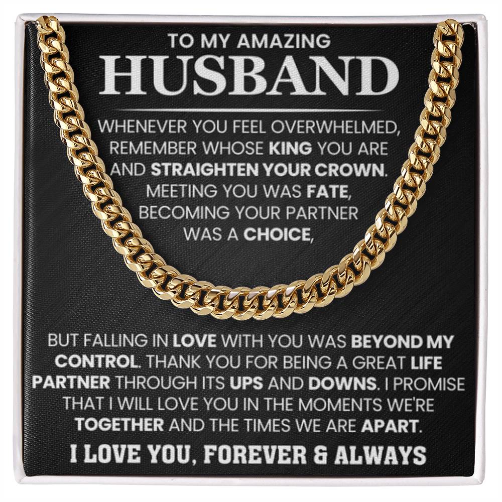 To My Husband – Cuban Link Chain – Anniversary & Birthday Gift from Wife - Personalize Memories