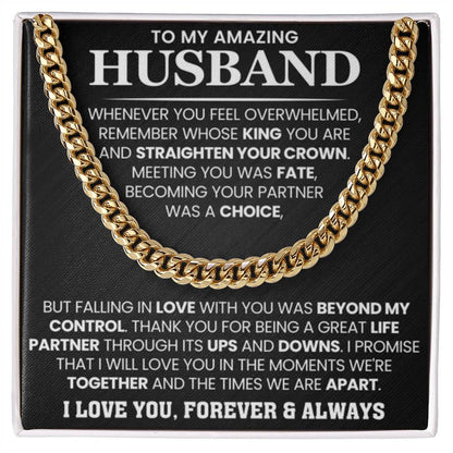 To My Husband – Cuban Link Chain – Anniversary & Birthday Gift from Wife - Personalize Memories