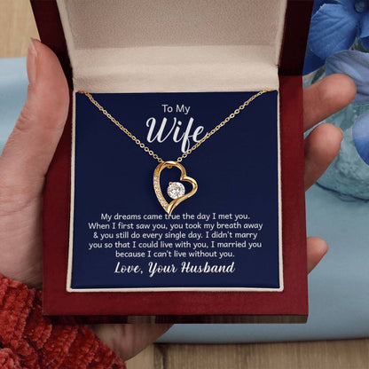 To My Beautiful Wife Necklace - Romantic Anniversary & Valentine’s Day Jewelry Gift from Husband to Wife - Forever Love Necklace - Personalize Memories