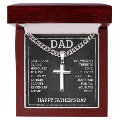 Dad - I'm proud - Artisan Cross with Cuban Link Chain - Father's Day Present - Personalize Memories