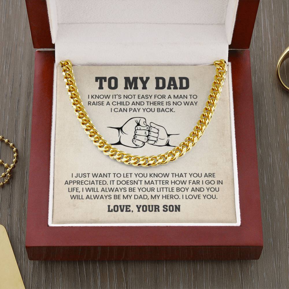 Gift for Dad from Son - Cuban Link Chain - Personalize Memories