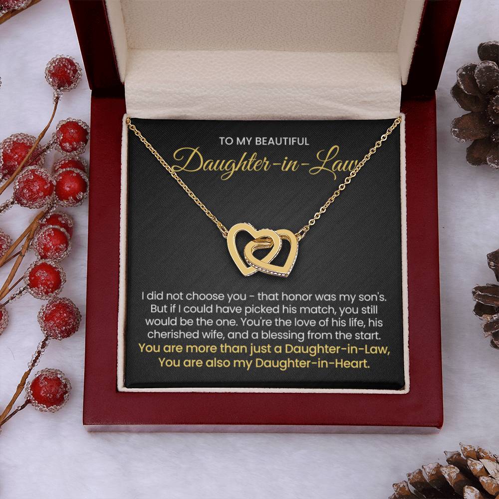 To My Daughter In Law - You are also my Daughter in heart - Interlocking Hearts Necklace - Personalize Memories