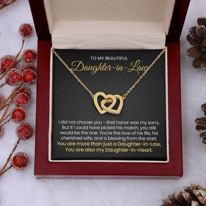 To My Daughter In Law - You are also my Daughter in heart - Interlocking Hearts Necklace - Personalize Memories