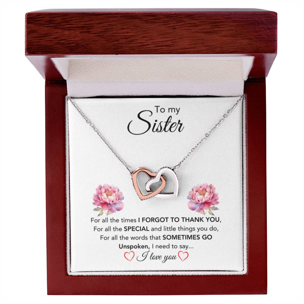 To My Sister Necklace - Thank You Gift for Sister - Interlocking Hearts Necklace - Personalize Memories