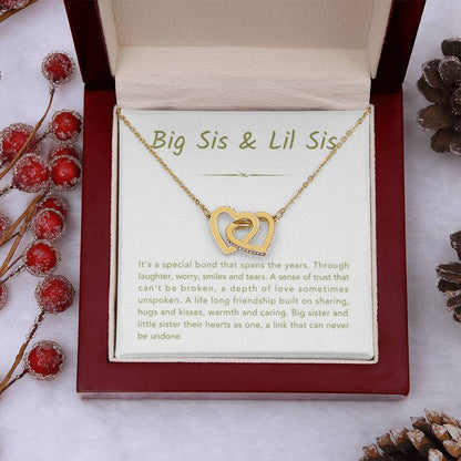 Big Sis & Lil Sis Necklace - Gift for Sisters - Interlocking Hearts Necklace - Personalize Memories