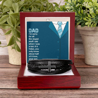 Dad You only know about half of it love - Gift from Son to Dad - Men's Cross Bracelet - Personalize Memories