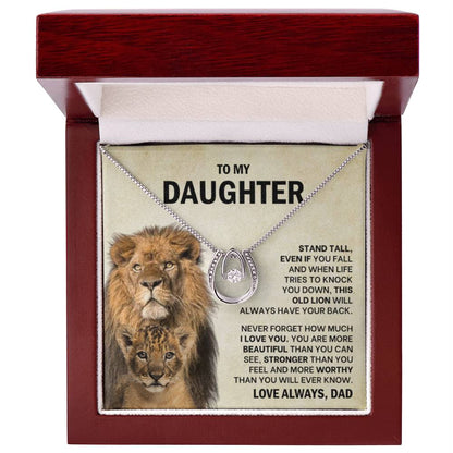To My Daughter Necklace - Stand Tall - Daughter Present from Dad - Lucky In Love Necklace - Personalize Memories