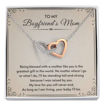 To My Boyfriend's Mom - My love for you will never end - Interlocking Hearts Necklace - Personalize Memories