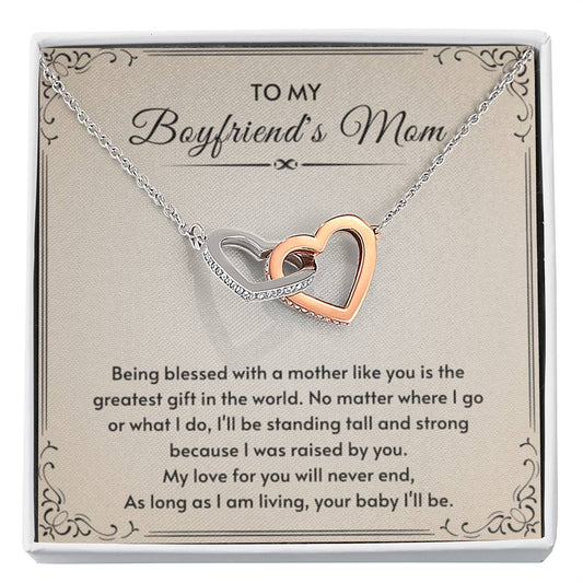 To My Boyfriend's Mom - My love for you will never end - Interlocking Hearts Necklace - Personalize Memories
