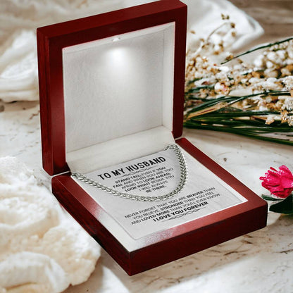 To My Husband Necklace - Stand Tall, Even If You Fall - Cuban Link Chain Gift from Wife - Personalize Memories